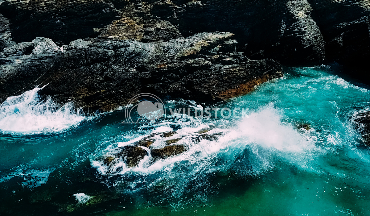 Aerial Drone View Of Ocean Waves Crushing On Rocky Landscape Radu Bercan Aerial Drone View Of Dramatic Ocean Waves Crush